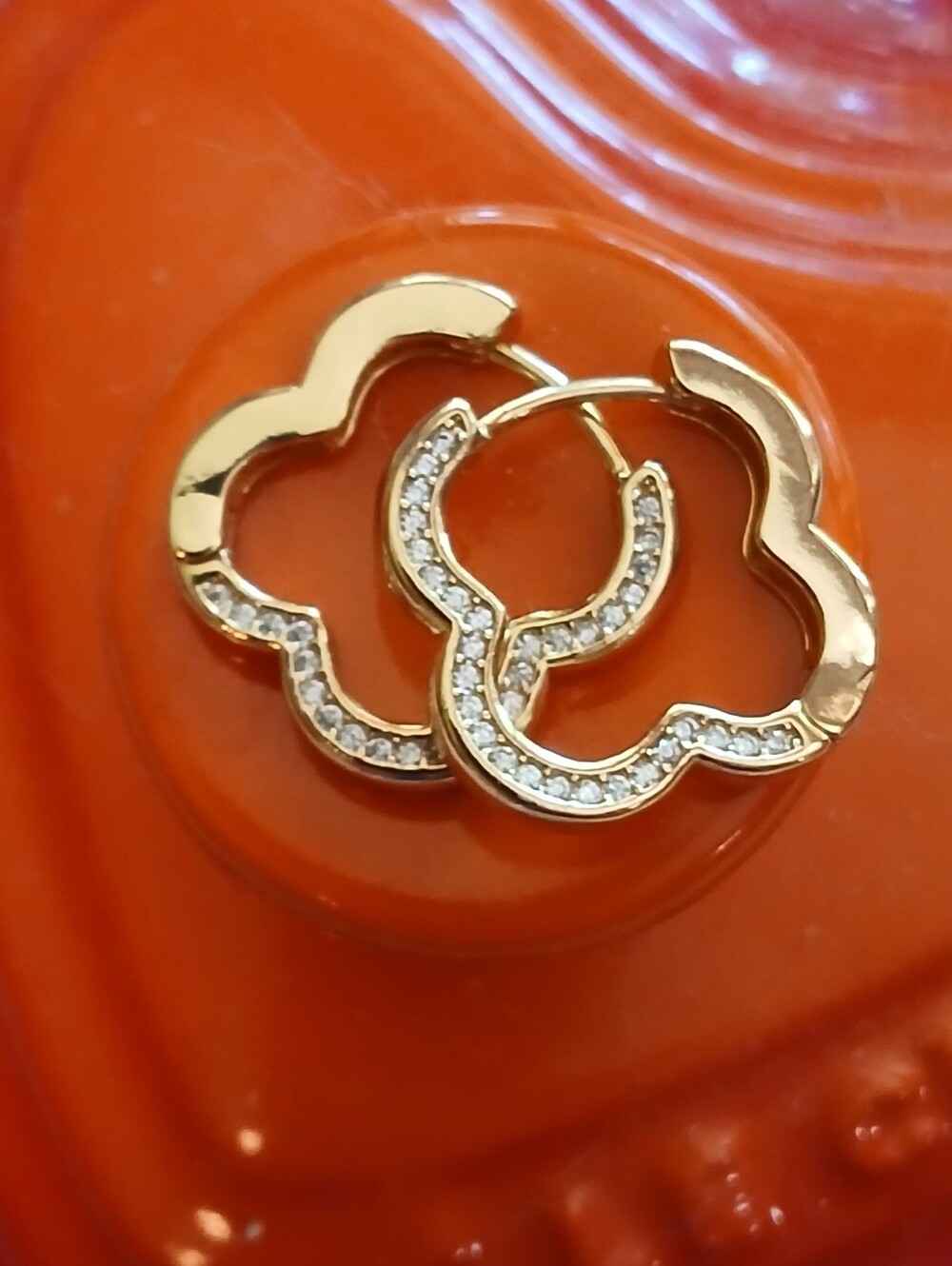 18 K Gold Filled Open Quadrafoil Hoop Earrings